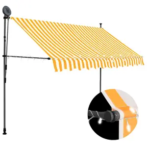 Berkfield Manual Retractable Awning with LED 250 cm White and Orange