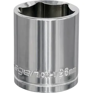 26mm Chrome Plated Drive Socket - Durable High Grade Carbon Steel for 1/2" Square Drive