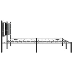 Berkfield Metal Bed Frame without Mattress with Headboard Black 200x200cm