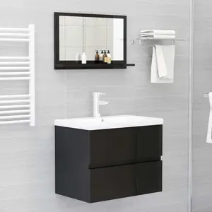 Dorlene Framed Wall Mounted Bathroom Mirror Brown Oak / 60 cm