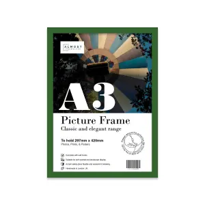 A3 Green Picture Frame Fits A3 (29.7 x 42cm - 11.7 x 16.5in) Poster, Photo, Artwork, or Print.