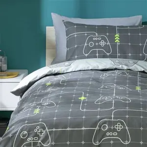 Home Gaming Glow In The Dark Grey Kids Bedding Set-Single