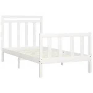 Berkfield Bed Frame White Solid Wood Pine 100x200 cm