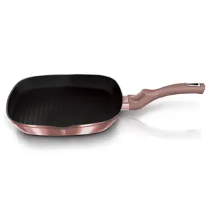 BERLINGER HAUS Rose 3pc Frying Grill Pan Aluminium Non Stick Marble Coating Metallic