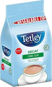 Tetley One Cup Decaf Tea, Pack Of 440 Tea Bags - Milk Free