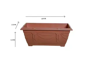 40cm Small Plastic Venetian Window Box Trough Planter Pot Terracotta Colour