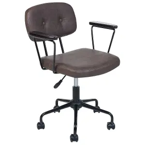 Desk Chair Faux Leather Dark Brown ALGERITA