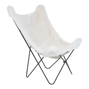 Beliani Retro Armchair NYBRO Faux Fur White