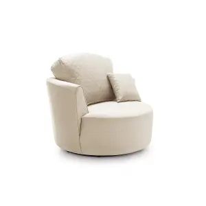 Chicago Velvet Swivel Chair in Cream