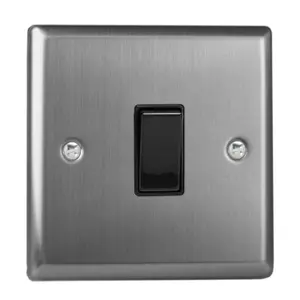 Varilight 1-Gang 20A Double Pole Rocker Switch Brushed Steel