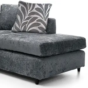 Zina Grey Chenille L Shaped 3 to 4 Seater Corner Sofa Scatter Back - Right Hand Facing