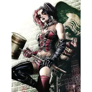 Batman Harley Quinn Pose Canvas Print Multicoloured (40cm x 30cm)