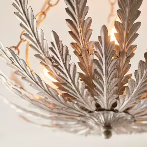 Damita Silver Leaf Decorative Floral 3 Light Ceiling Pendant