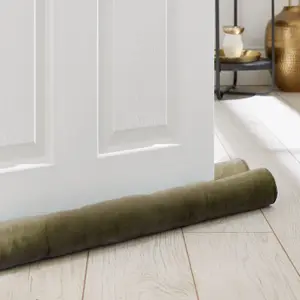 Catherine Lansfield Kingsley Matt Velvet Double Sided Under Door Draught Excluder Olive Green