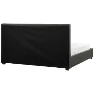 Fabric EU Super King Bed with Storage Dark Grey LA ROCHELLE