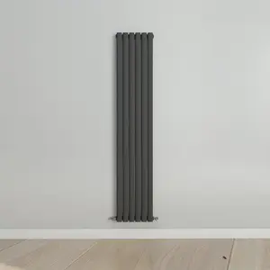 Vertical Anthracite Single Oval Panel Radiator (H)1800mm x (W)354mm, 3764 BTU.