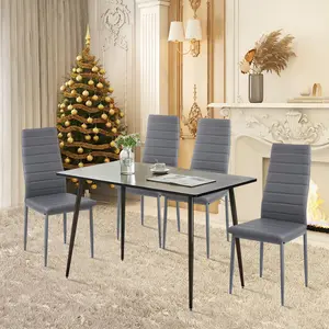 Herland Dining Chair (Set of 4) Dark Grey / Dark Grey