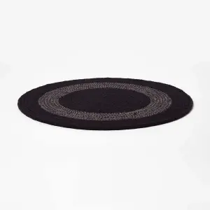 Homescapes Black & Grey Braided 100% Cotton Round Placemats Set of 4