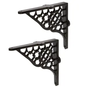 Hammer & Tongs Honeycomb Iron Shelf Bracket - D155mm - Black - Pack of 2