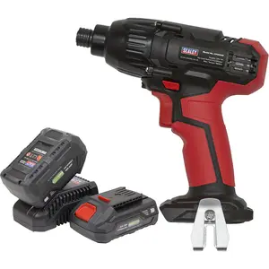 20V Cordless Impact Driver & 2x Li-Ion Batteries - 1/4" Hex Drive Powerful Light