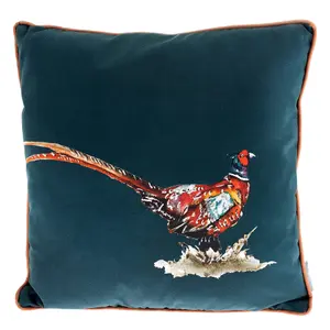 Meg Hawkins Pheasant Cushion with Contrast Piping