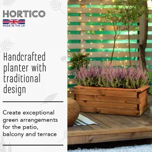 Set of 2 HORTICO™ Wooden Planter, 82cm Long Trough Planter, Made in the UK Scandinavian Red Wood Outdoor Plant Pots H31 L82 W41 cm