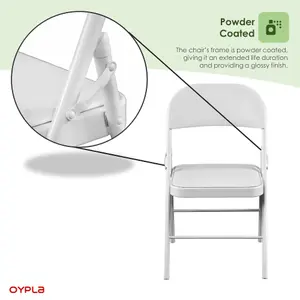 Oypla Heavy Duty White Padded Folding Metal Desk Office Chair Seat