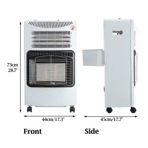 4.2kw White Indoor Mobile Freestanding Ceramic Infrared Heating Gas Heater with Wheels 3 Heat Setting