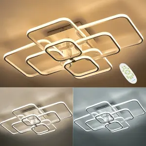 8 Lamp Square Modern Acrylic LED Energy Efficient Semi Flush Ceiling Light Fixture Dimmable