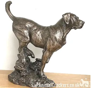 Large Labrador on Rocks dog figurine in solid cold cast bronze designed by David Geenty