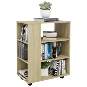 Berkfield Rolling Cabinet Sonoma Oak 60x35x75 cm Engineered Wood