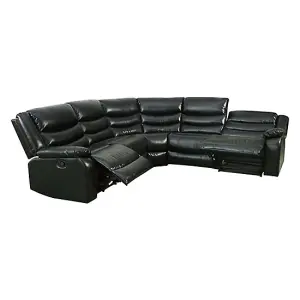 Sorreno Bonded Leather Recliner Corner Sofa In Black