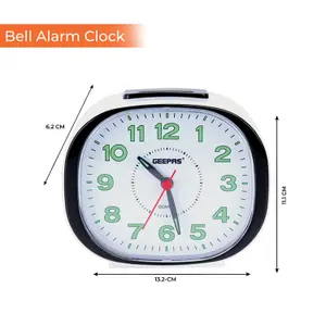 Geepas Bedside Analog Alarm Clock, Table Clock with Large Clear Dial and Hands with Luminous Pointers