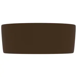 Berkfield Luxury Wash Basin Round Matt Dark Brown 40x15 cm Ceramic