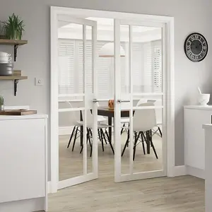 Urban Industrial City White Clear Glass Internal Door