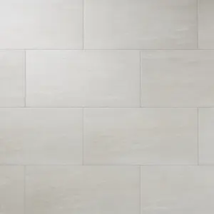 Colours Soft travertin Ivory Matt Patterned Stone effect Porcelain Indoor Wall & floor Tile, Pack of 7, (L)600mm (W)300mm