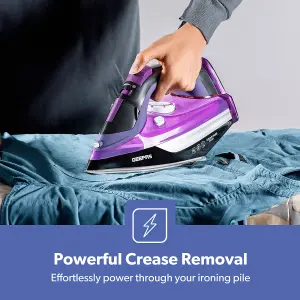 Geepas 3000W Steam Iron  2 in 1 Dry & Wet Steam Iron  Adjustable Temperature Control, Ceramic Soleplate