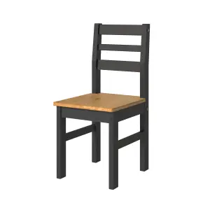 PAIR of ladder back chair Linea pine black waxed pine