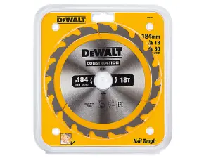 DeWALT DT1941 Construction Cordless Circular Saw Blade 184 x 30mm x 18T