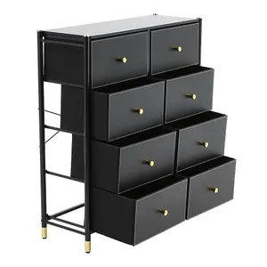 Black Plastic Storage Cabinet with 8 Drawers 97.5cm H