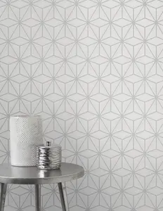 Fine Decor Pulse Metallic effect Geometric Embossed Wallpaper Sample