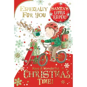 Simon Elvin Especially For You Santas Little Helper Bicycle Christmas Card (Pack of 6) Multicoloured (One Size)