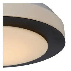 Lucide Dimy Modern Flush Ceiling Light Bathroom 28,6cm - LED Dim. - 1x12W 3000K - IP21 - 3 StepDim - Black