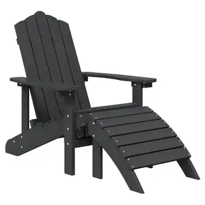 Berkfield Garden Adirondack Chairs 2 pcs with Footstools HDPE Anthracite