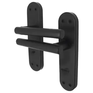 AFIT Matt Black Door Handles Bathroom T-Bar Door Handle on Backplate 175x42mm Bathroom Set