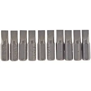 Draper 6mm 1/4" Hex. Plain Slot Insert Bit 25mm Long x 10 64031