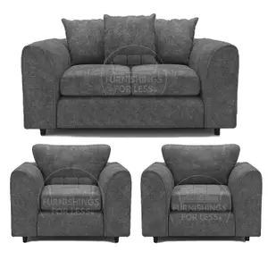 Monaco Chenille Fabric 3 Piece Sofa Set - 2 1 1 Grey