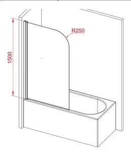 Aquarius LevAqua Single Curved Hinged Bath Screen Chrome