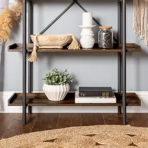 Jessica 92cm W Steel Etagere Bookcase Dark Walnut