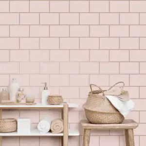 Crown Metro Blush Rose Gold Tile Kitchen & Bathroom Wallpaper M1635